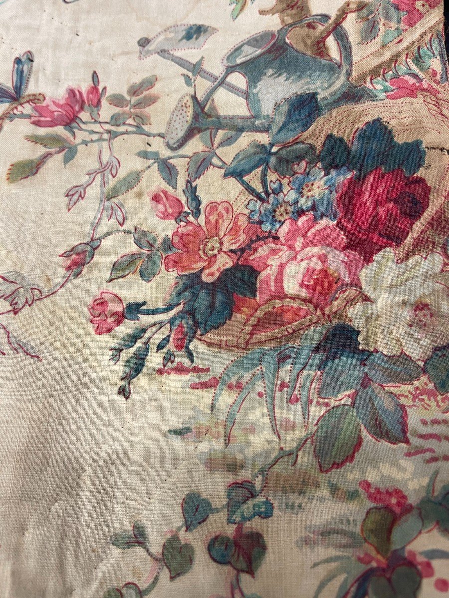 Marie-antoinette - Country Attributes - Fragment Of Printed Linen Fabric, Late 18th Century -photo-8