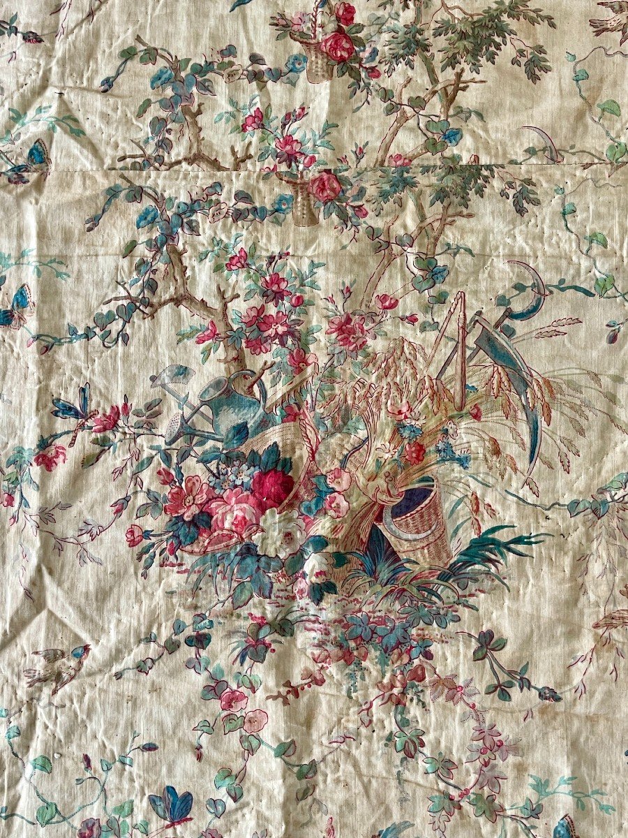 Marie-antoinette - Country Attributes - Fragment Of Printed Linen Fabric, Late 18th Century 