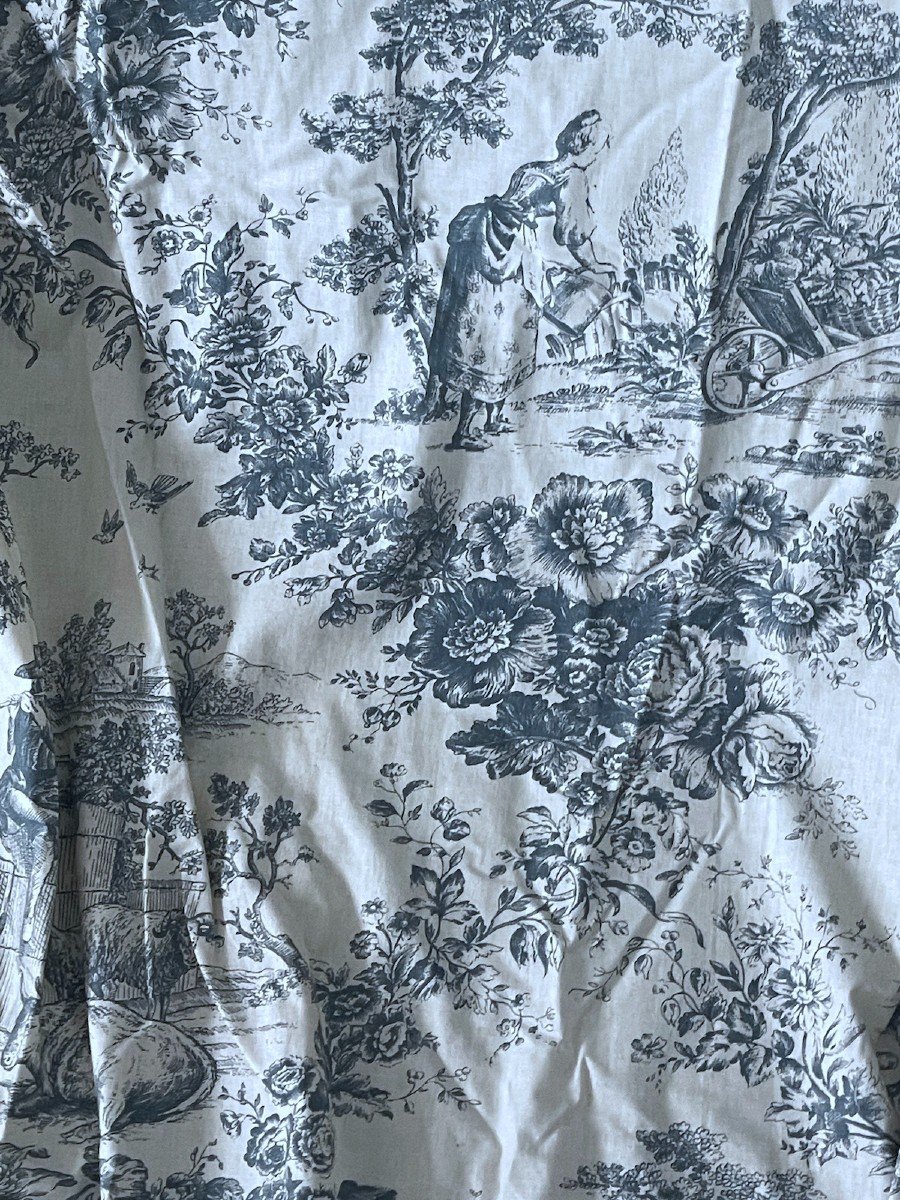 Pair Of Printed Cotton Curtains, In The Style Of Toiles De Jouy-photo-2