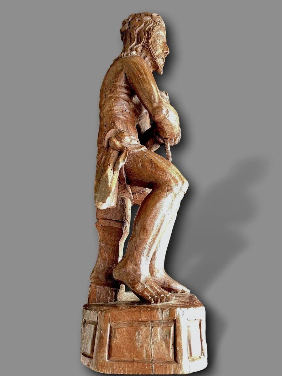 Exceptional Christ In Bonds - Carved Wood Sculpture, Castile, 16th Century-photo-4