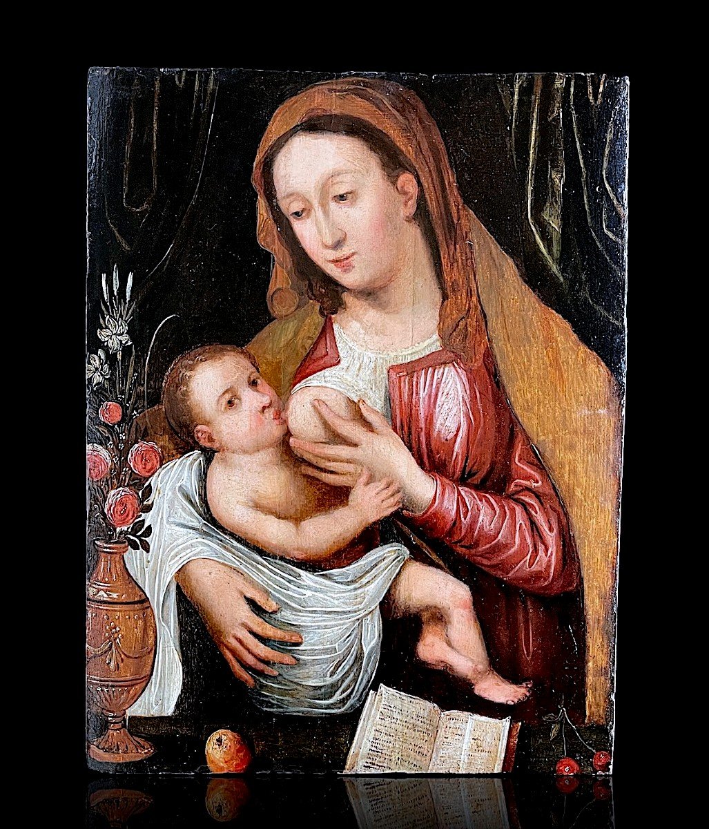 Vierge à l'Enfant - Ecole Anversoise Du 16e Siècle - Suiveur De Joos Van Cleve-photo-6