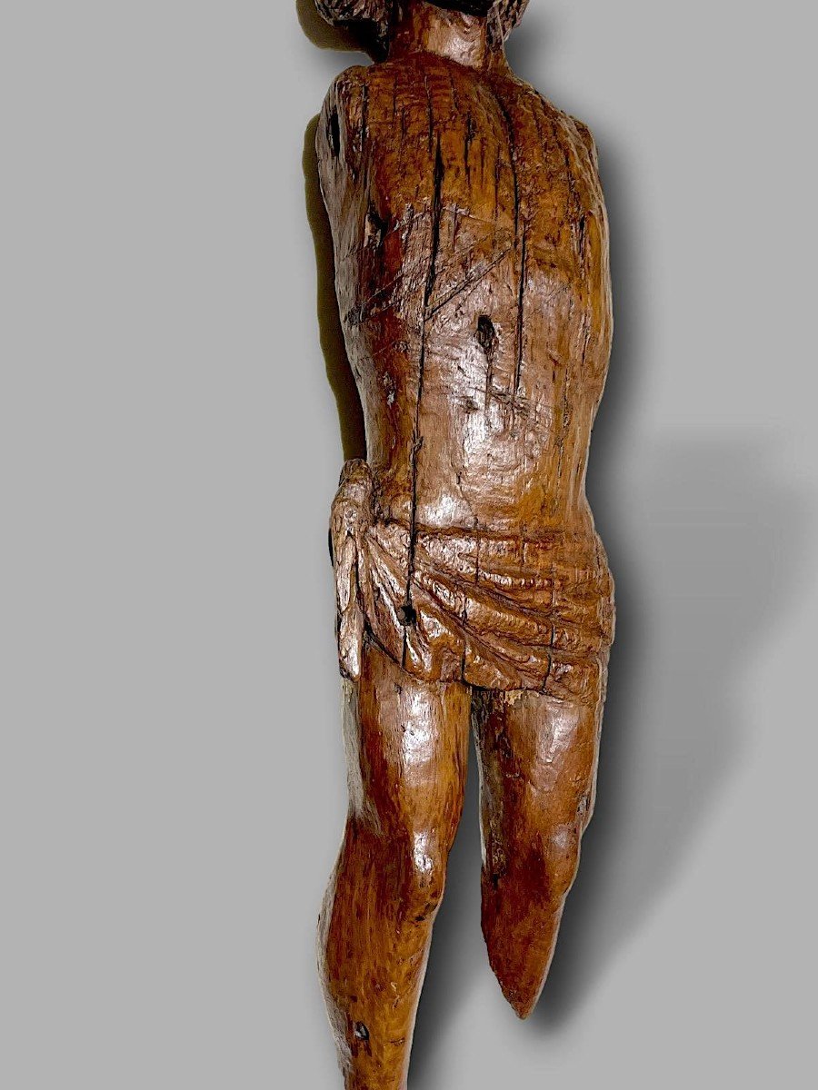 Important Saint Sebastian Standing – Medieval Gothic Sculpture, 14th Century-photo-4