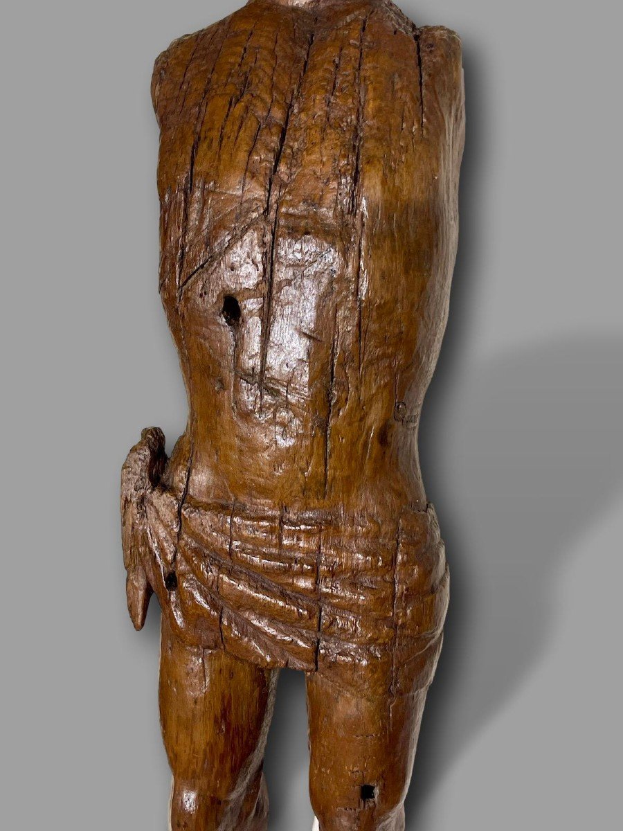 Important Saint Sebastian Standing – Medieval Gothic Sculpture, 14th Century-photo-2