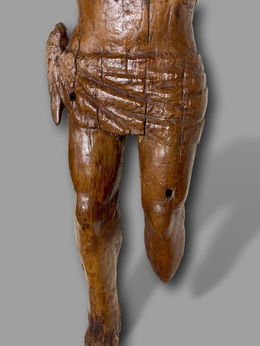 Important Saint Sebastian Standing – Medieval Gothic Sculpture, 14th Century-photo-3