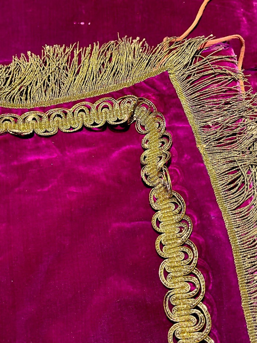 Early 19th Century Antependium – Cardinal Pink Silk Velvet And Metallic Gold-photo-2