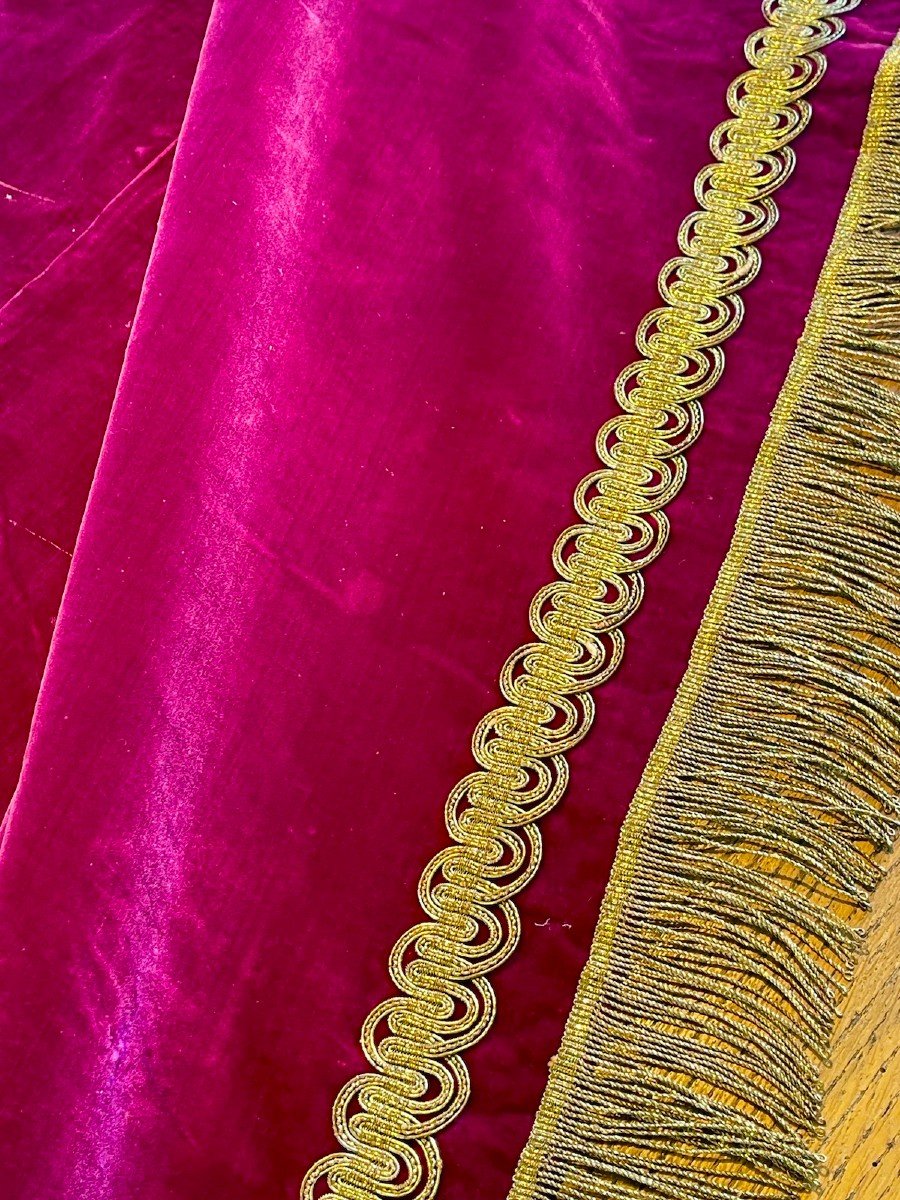 Early 19th Century Antependium – Cardinal Pink Silk Velvet And Metallic Gold-photo-4