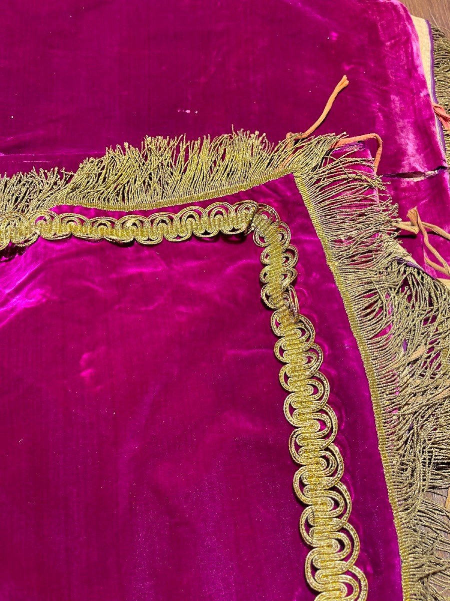 Early 19th Century Antependium – Cardinal Pink Silk Velvet And Metallic Gold-photo-6