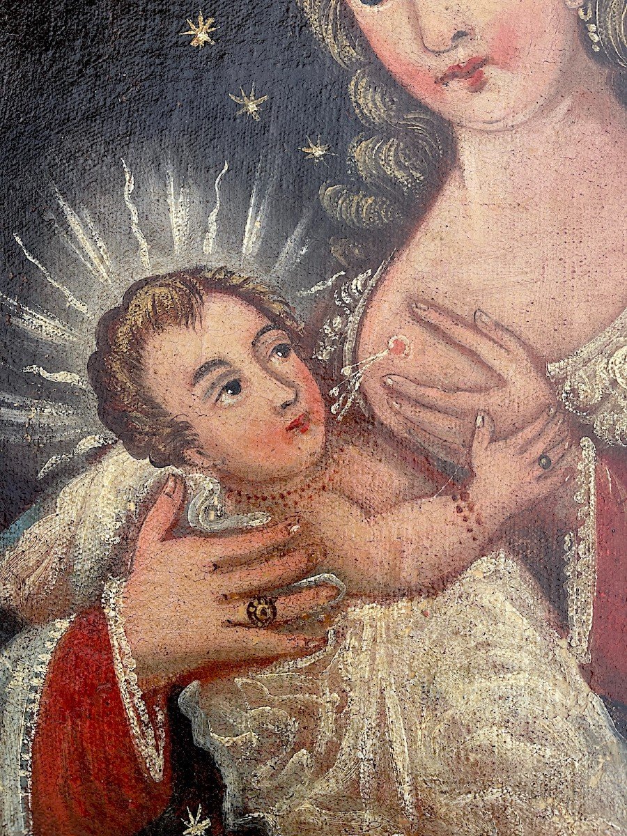 Sacred Motherhood: Virgin And Child, South American Colonial School, Late 18th Century-photo-3