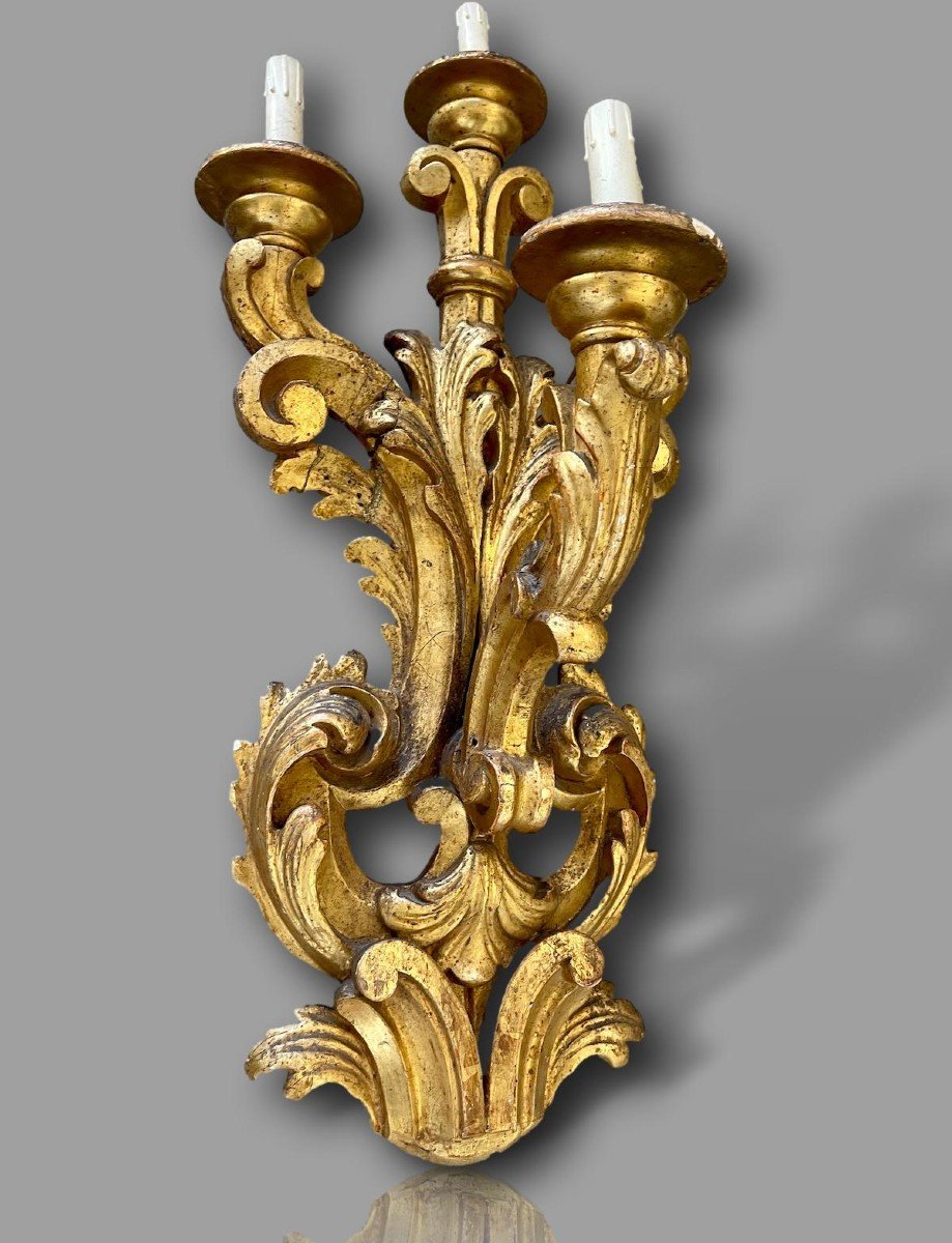 Very Important Pair Of Italian Baroque Louis XV Rocaille Wall Lights – Second Empire-photo-3