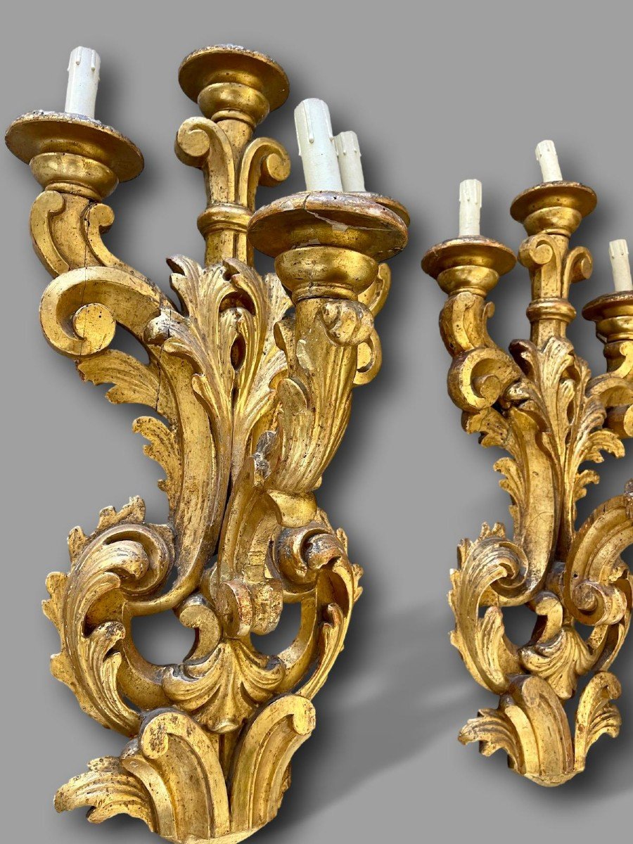 Very Important Pair Of Italian Baroque Louis XV Rocaille Wall Lights – Second Empire-photo-4