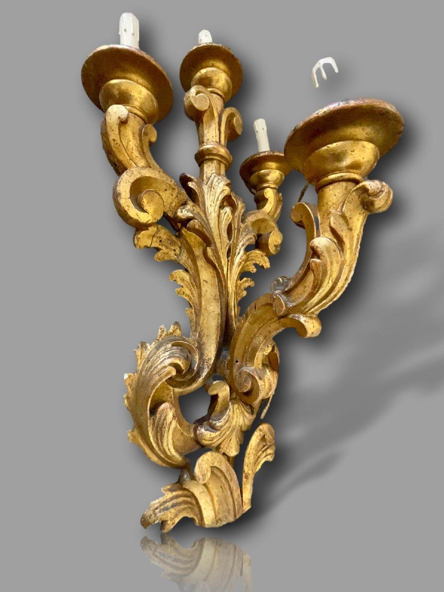 Very Important Pair Of Italian Baroque Louis XV Rocaille Wall Lights – Second Empire-photo-1