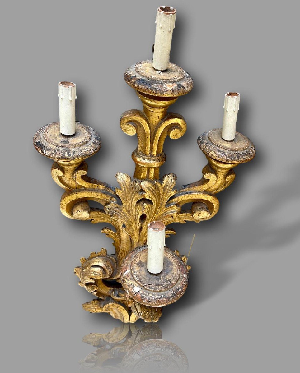 Very Important Pair Of Italian Baroque Louis XV Rocaille Wall Lights – Second Empire-photo-3