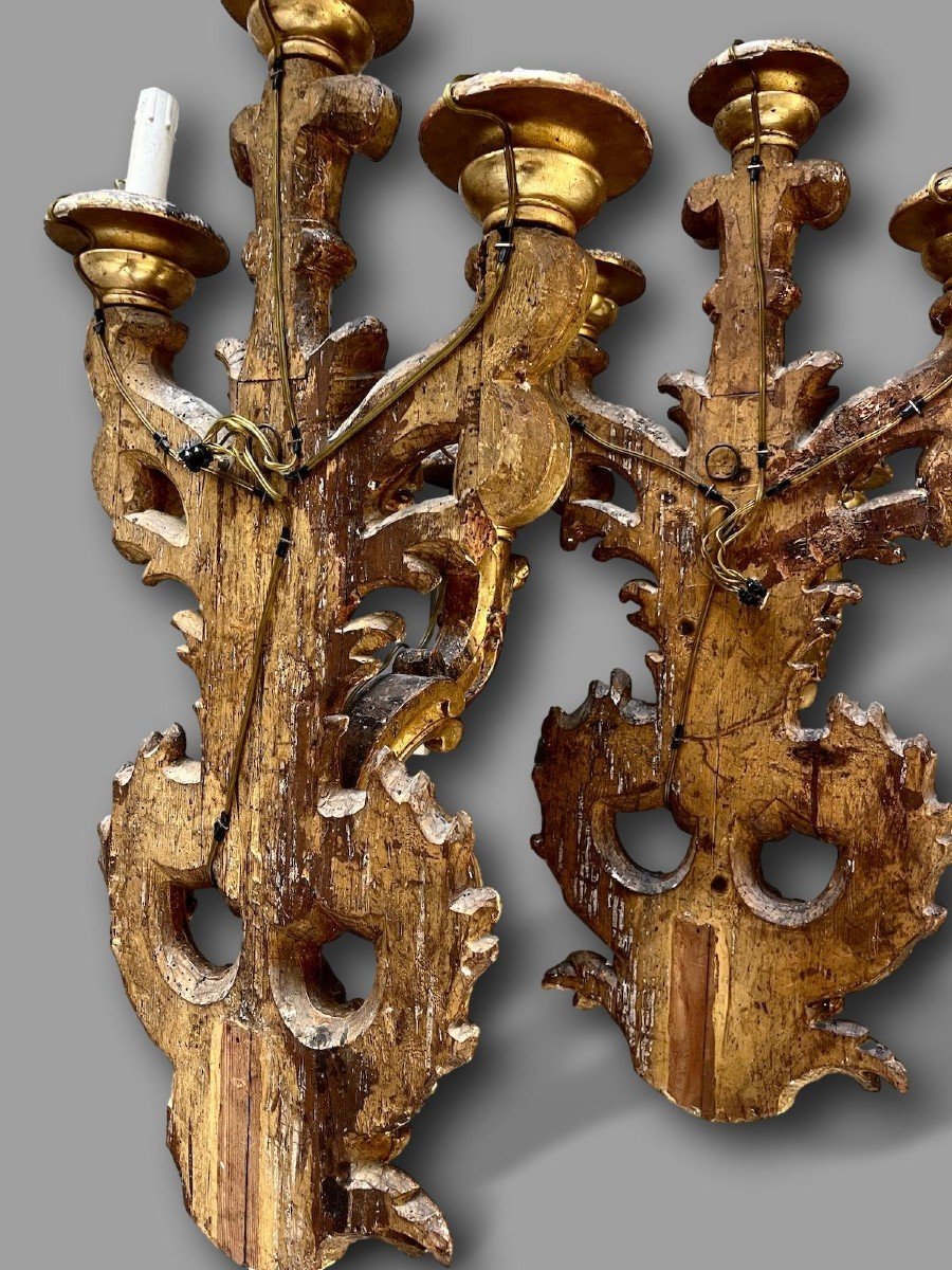 Very Important Pair Of Italian Baroque Louis XV Rocaille Wall Lights – Second Empire-photo-5