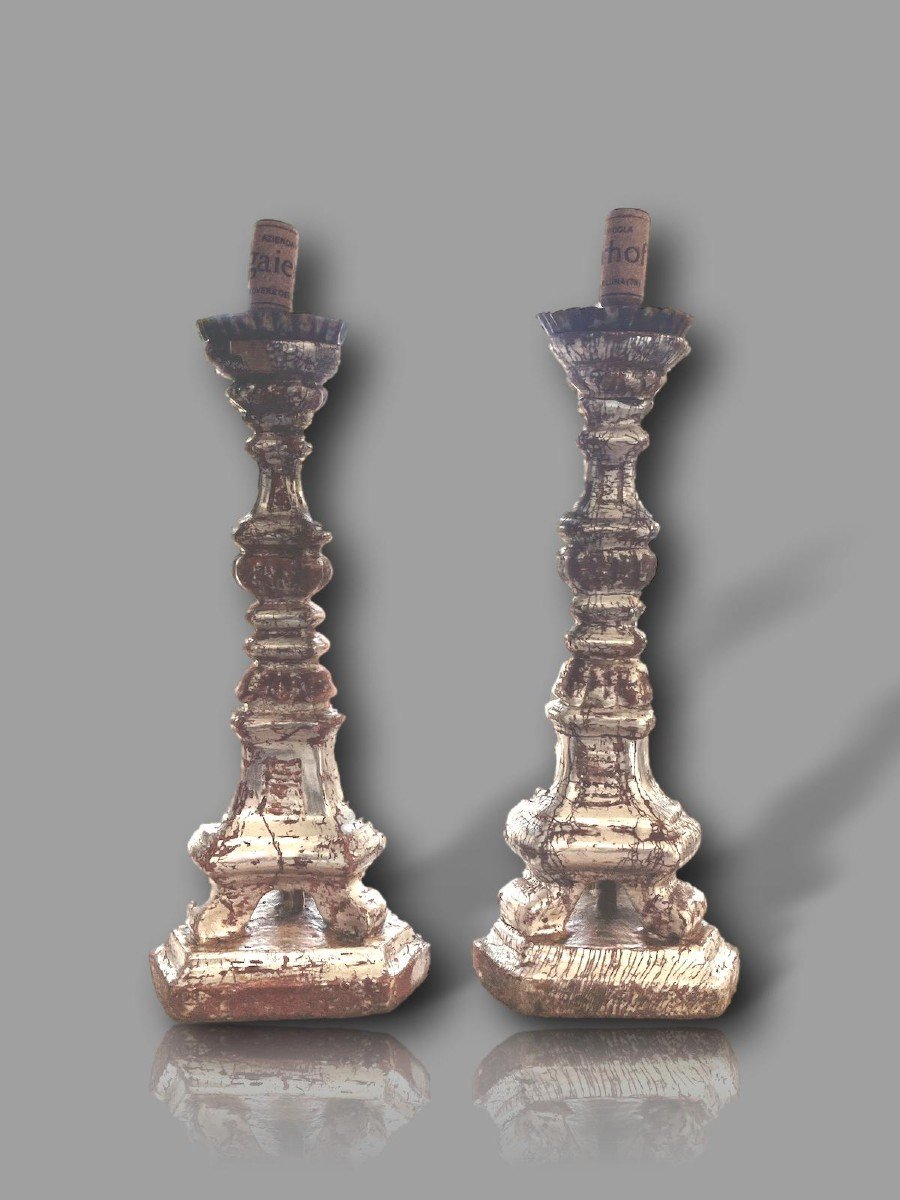 Pair Of Italian Candlesticks, Louis XVI Period – 18th Century-photo-2