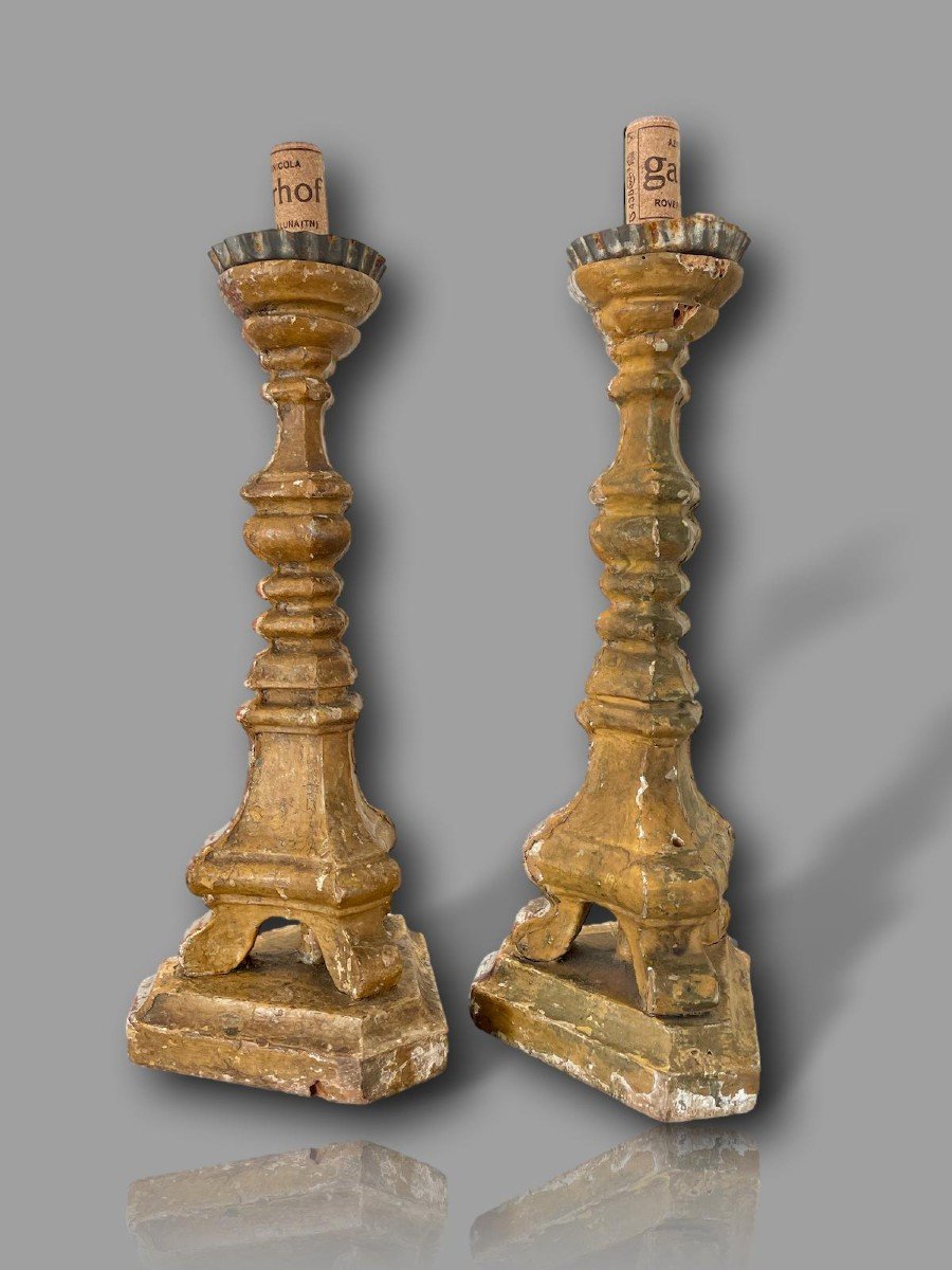 Pair Of Italian Candlesticks, Louis XVI Period – 18th Century-photo-2