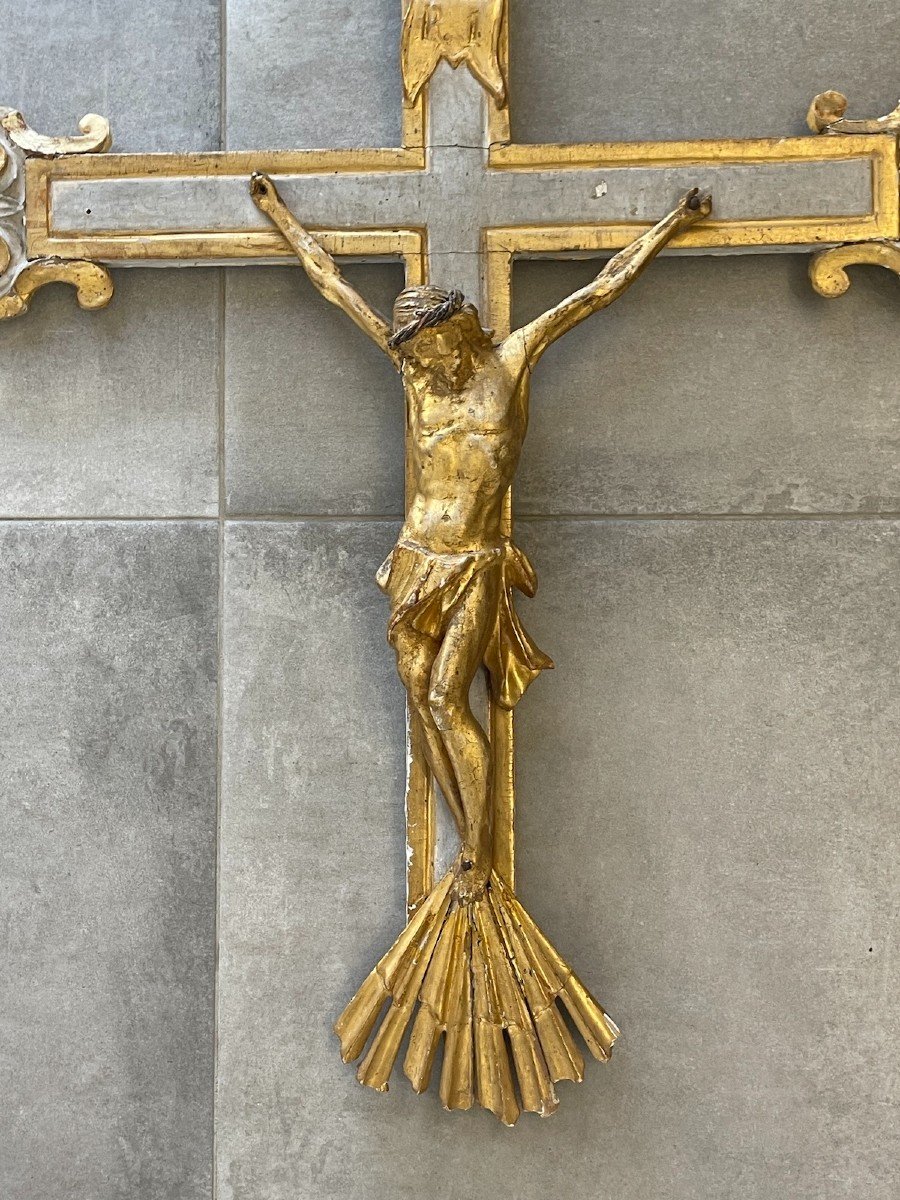 Large Italian Processional Crucifix – Louis XVI Period, 18th Century-photo-2