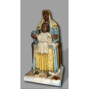 Large Black Madonna And Child Moreneta De Montserrat 19th Century