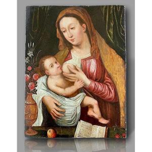 Virgin And Child - Antwerp School From The 16th Century - Follower Of Joos Van Cleve