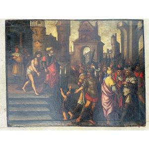 "Entourage De Vittore Carpaccio (1465-1526), Le Christ Devant Les Juges »