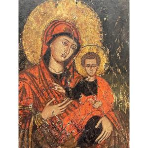 Superbe Vierge à L’enfant Byzantine (xve-xvie Siècle)