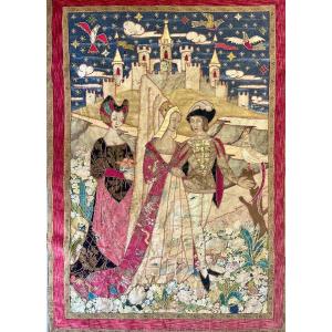 Patchwork And Embroidery Wall Tapestry: Between Chivalry And Courtly Love