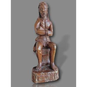 Exceptional Christ In Bonds - Carved Wood Sculpture, Castile, 16th Century