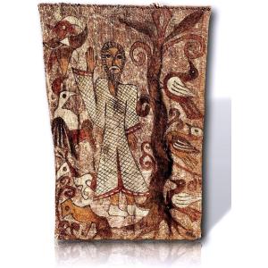 Medieval Painted Canvas – Sacred And Symbolic Scene 