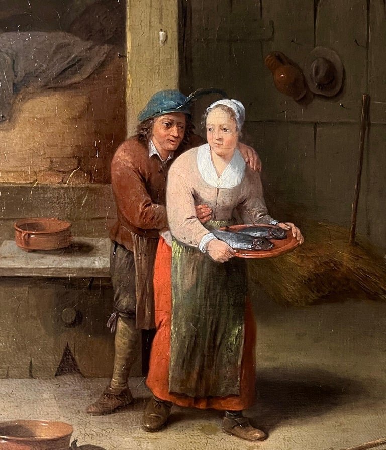 Mattheus Van Helmont - Couple amoureux dans un interieur de taverne - Flamand 17ième-photo-2