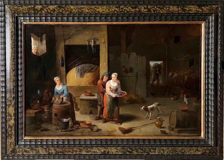 Mattheus Van Helmont - Couple amoureux dans un interieur de taverne - Flamand 17ième