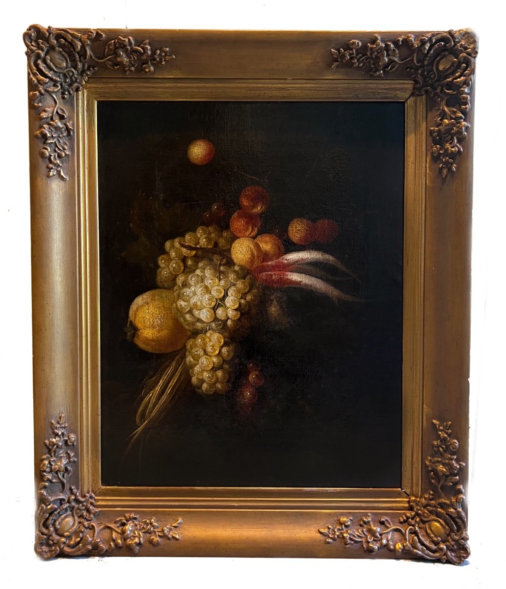 17th Century Flemish School - Still Life With Grapes And A Lemon