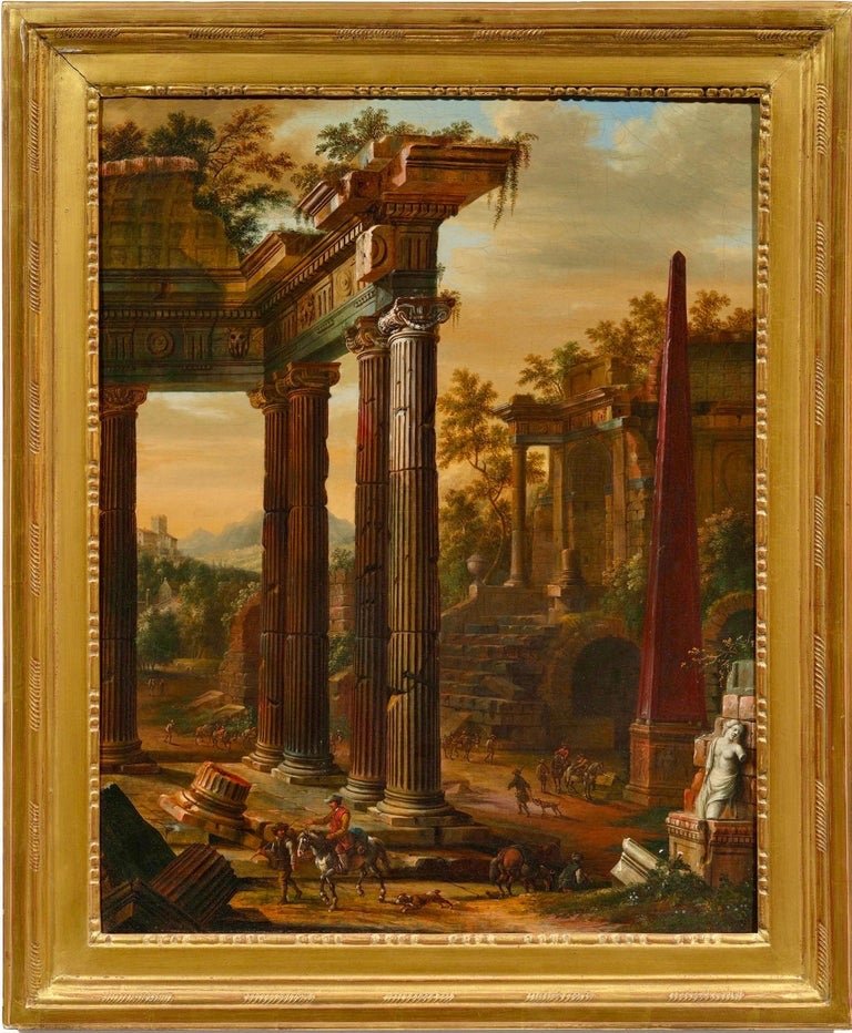 Thomas Blanchet - Architectural Caprices Of The 18th Century Roman Temples With Hunters-photo-4