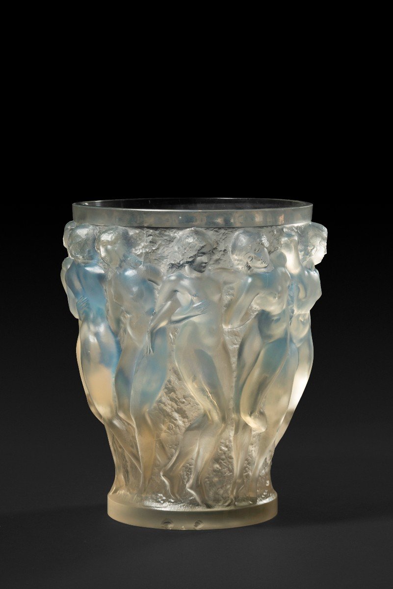 Vase « Baccantes » (1927) Verre Blanc Soufflé-pressé Moulé Patiné Opalescent De Rene Lalique:-photo-2