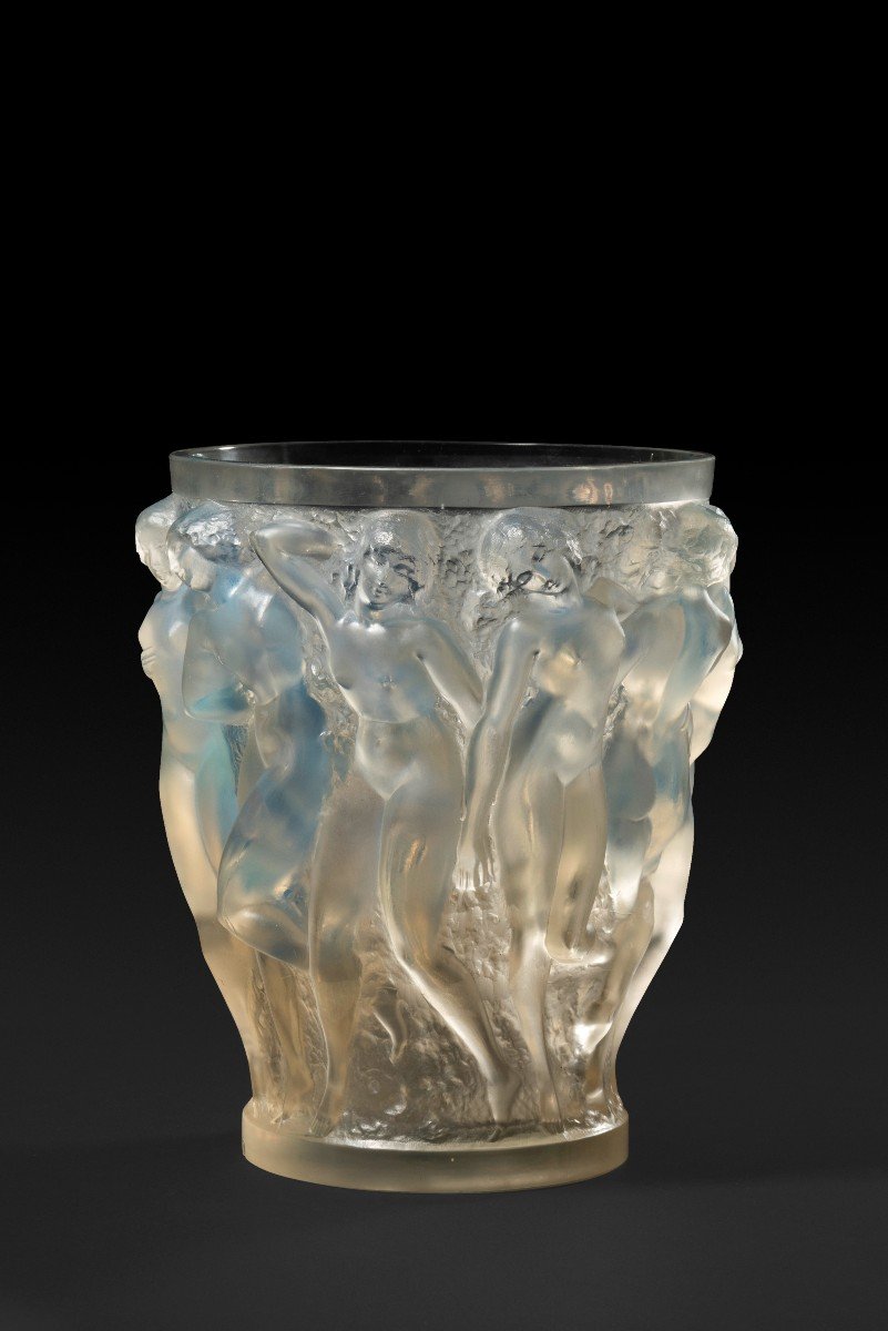 Vase « Baccantes » (1927) Verre Blanc Soufflé-pressé Moulé Patiné Opalescent De Rene Lalique:-photo-3