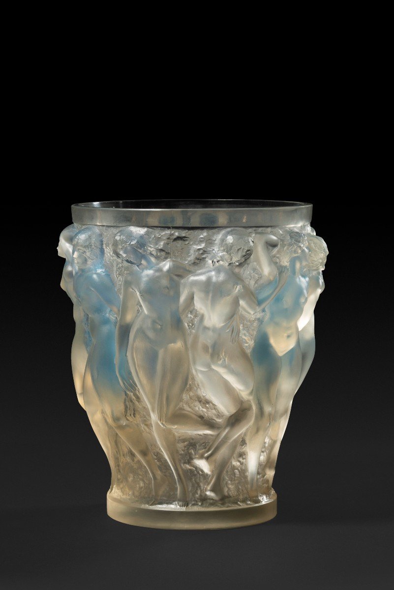 Vase « Baccantes » (1927) Verre Blanc Soufflé-pressé Moulé Patiné Opalescent De Rene Lalique:-photo-4