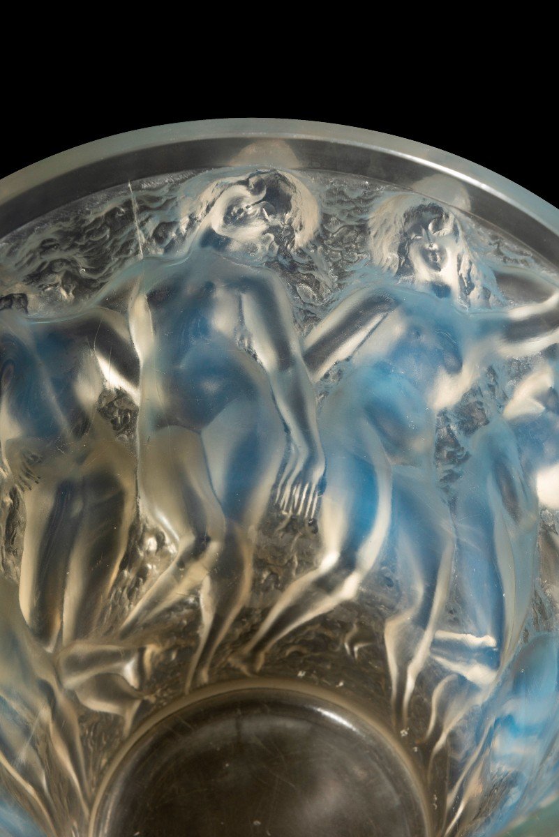 Vase « Baccantes » (1927) Verre Blanc Soufflé-pressé Moulé Patiné Opalescent De Rene Lalique:-photo-5