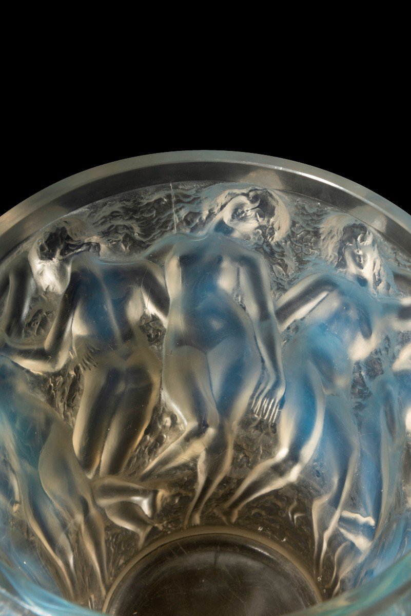 Vase « Baccantes » (1927) Verre Blanc Soufflé-pressé Moulé Patiné Opalescent De Rene Lalique:-photo-7