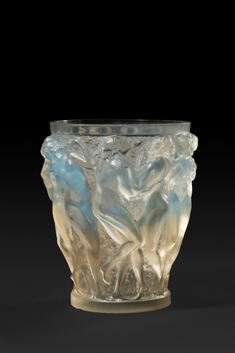 Vase « Baccantes » (1927) Verre Blanc Soufflé-pressé Moulé Patiné Opalescent De Rene Lalique: