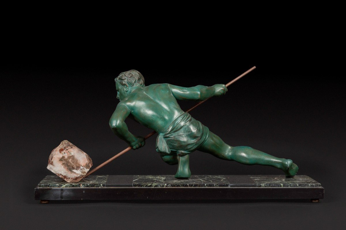 Bronze Statue “the Effort” Or “the Athlete” By Gustave Louis Buchet (1888-1963) -photo-4