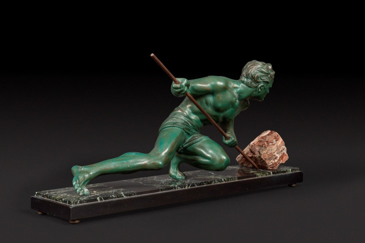 Bronze Statue “the Effort” Or “the Athlete” By Gustave Louis Buchet (1888-1963) -photo-3