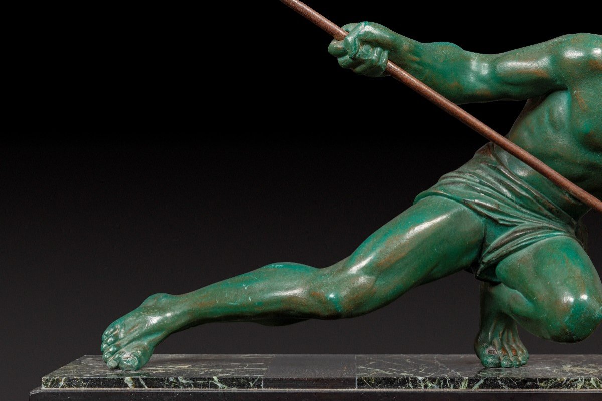 Bronze Statue “the Effort” Or “the Athlete” By Gustave Louis Buchet (1888-1963) -photo-5