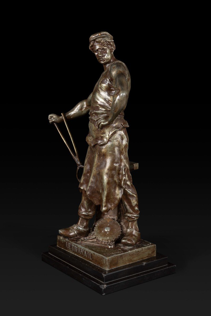 « Le Travail » Statue En Bronze De Emile Louis Picault (1833-1915) -photo-2