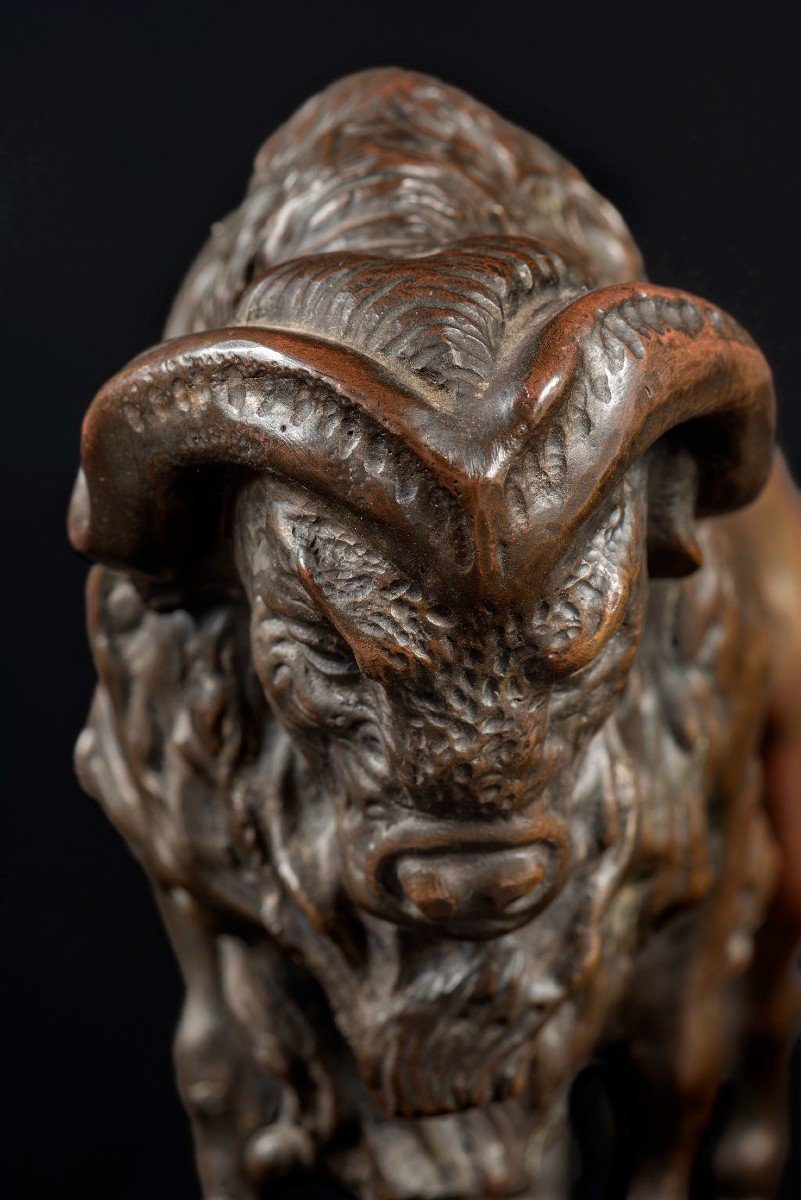 "Bison", Statue Animalière En Bronze -photo-4