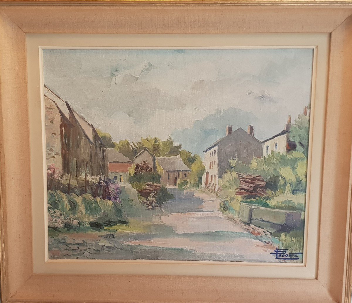 « Paysage En Ardenne » Peinture à L’huile Sur Toile De Simone Leconte (1892-1963)-photo-2