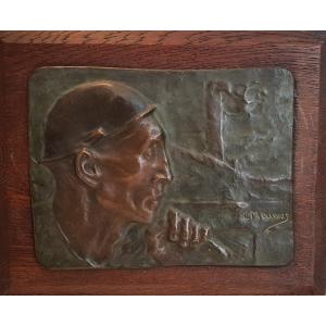 Bronze Bas-relief “the Miner” (1904) By Constantin Meunier (1831-1905) 