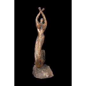 Sculpture En Bronze "la Sirene" De Guy Degrenne