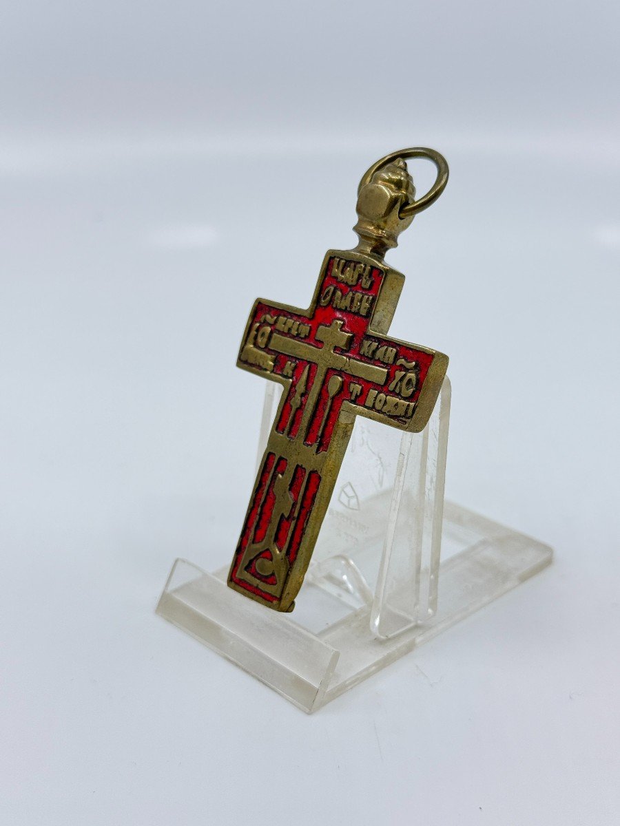 Croix Pendentif, Orthodoxe, En Bronze 19e Siècle-photo-4