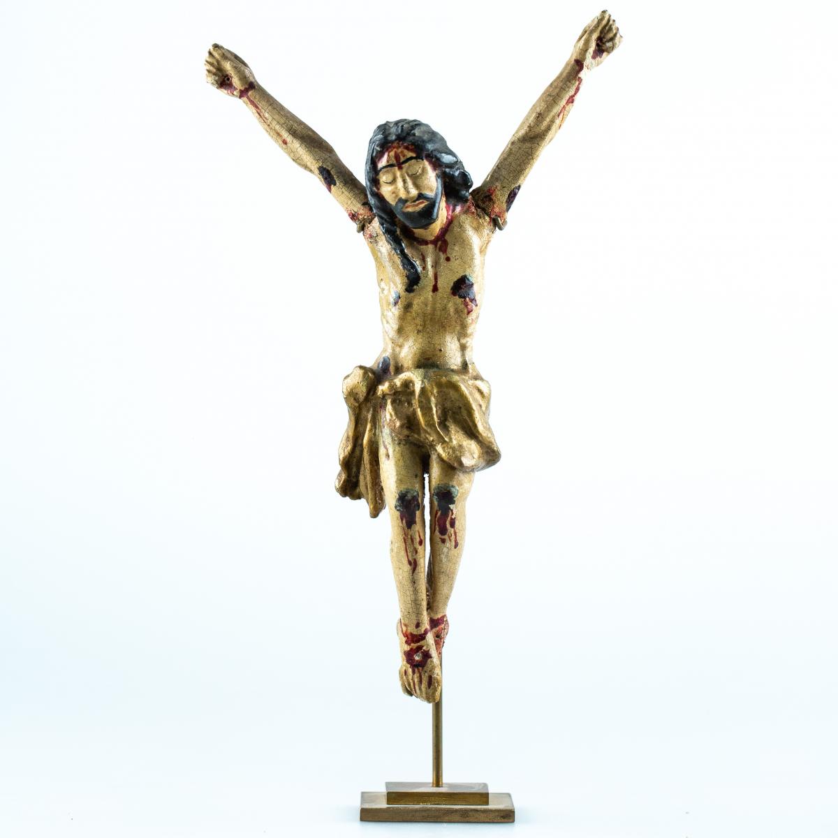 Christ En Bois Sculpté - Polychrome - Sans Doute Espagne - 17e Siècle-photo-1