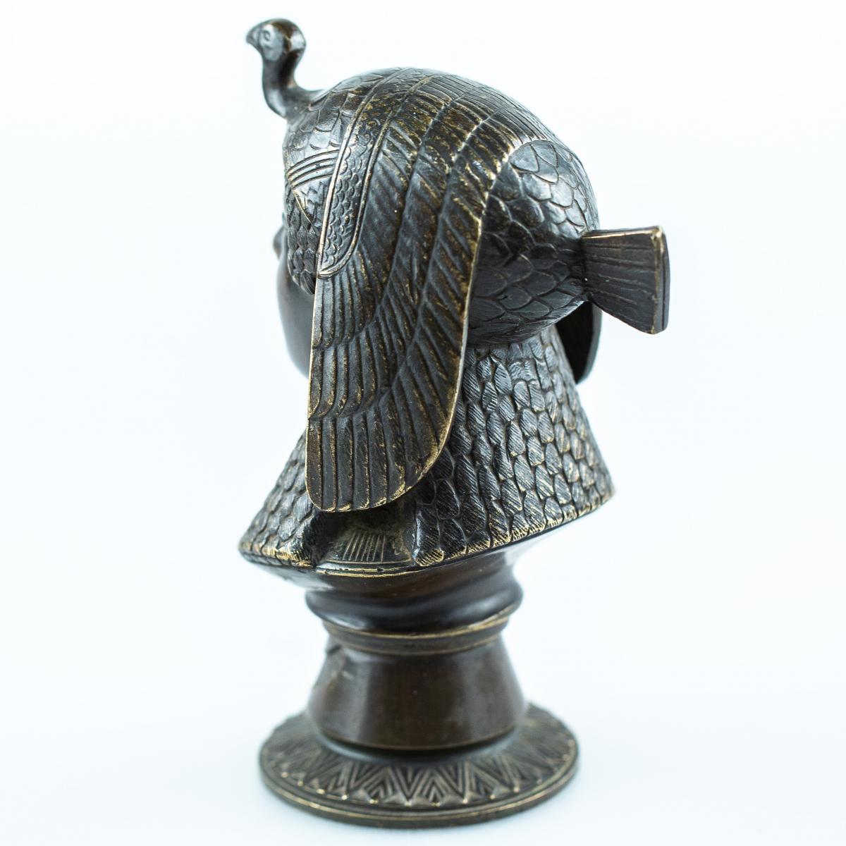 Buste En Bronze - Egyptomanie - Attribué à La 1ere Moitié Du 19e Siècle-photo-3