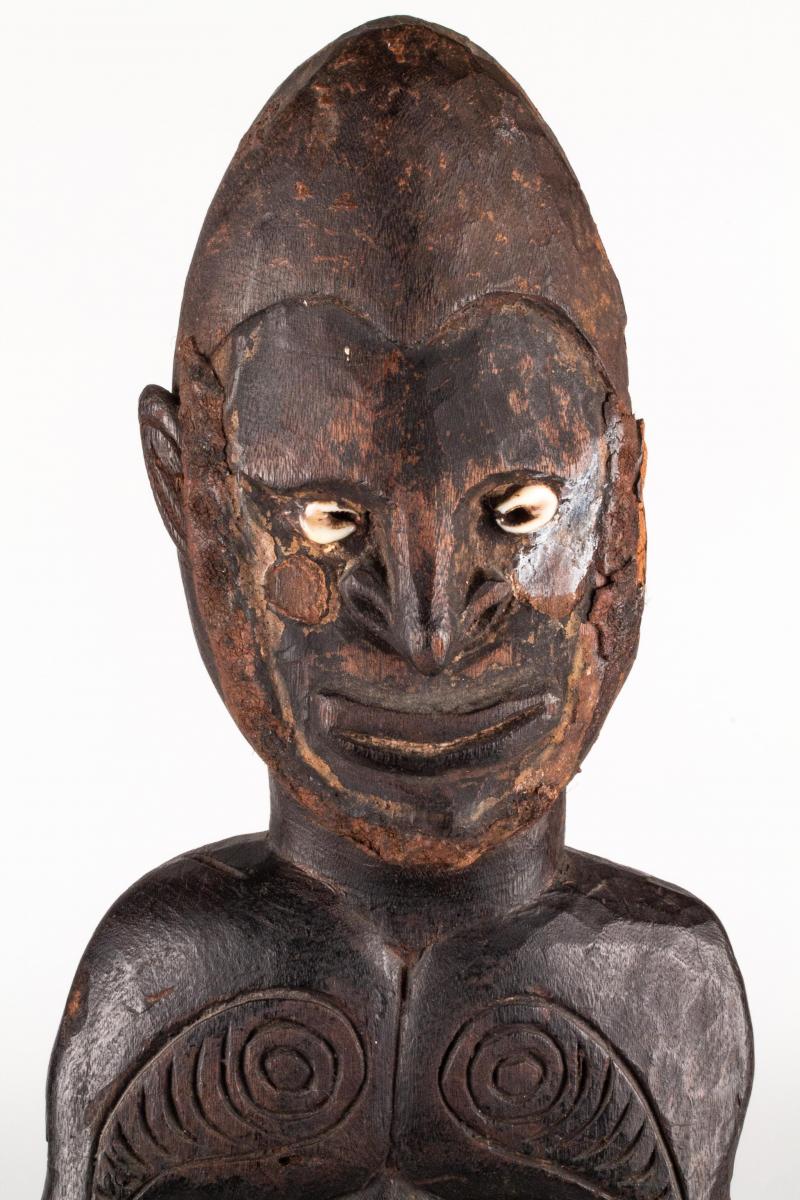 Anthropomorphic Male Sculpture In Wood - Middle Papua Sepik-photo-1