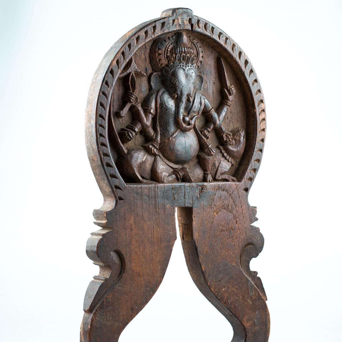 Bois Sculpté Représentant Ganesh - 17e Ou 18e Siècle-photo-2